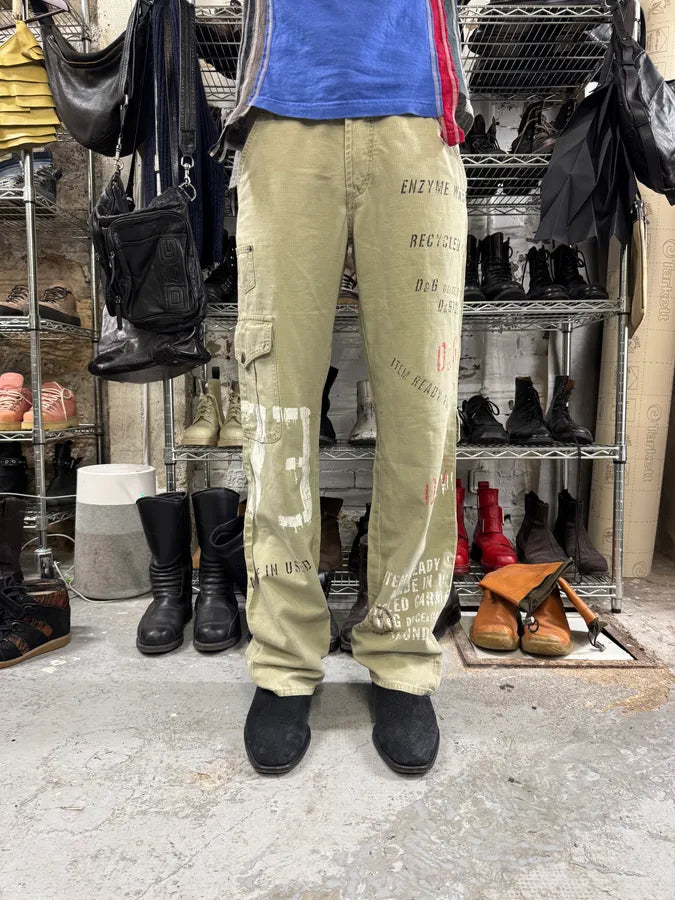 Dolce & Gabbana Military Tag Print Cargo Beige Pants (M) hvONhcn 1