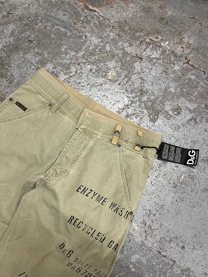 Dolce & Gabbana Military Tag Print Cargo Beige Pants (M) hvONhcn 4