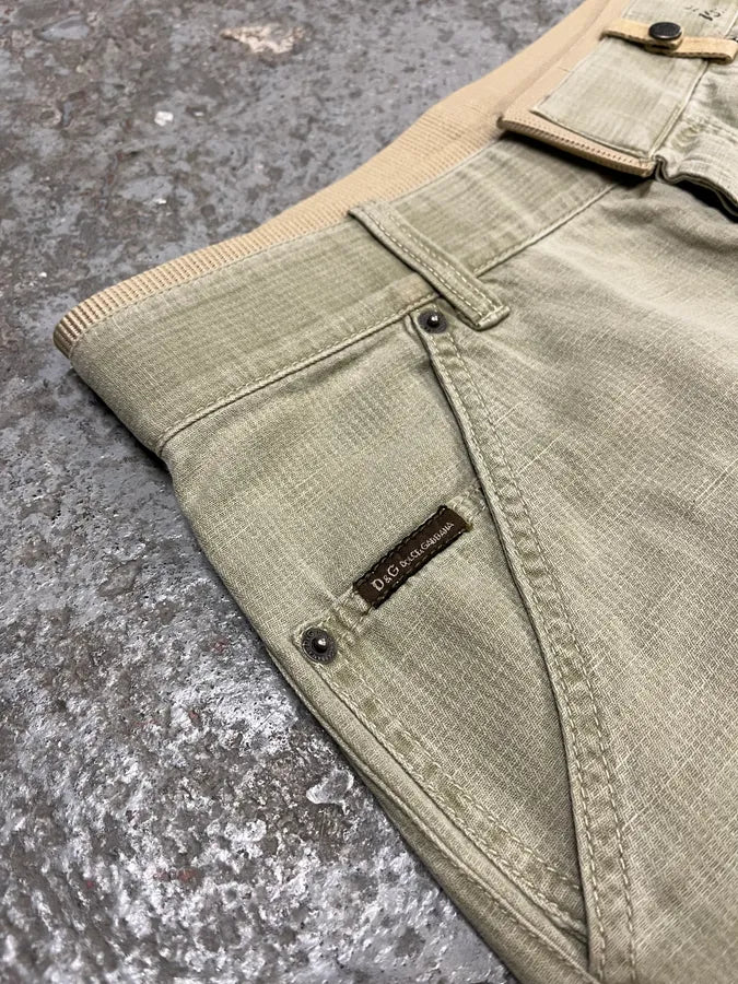 Dolce & Gabbana Military Tag Print Cargo Beige Pants (M) hvONhcn 5