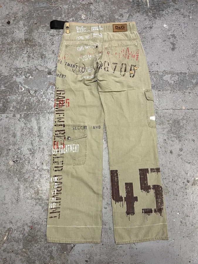 Dolce & Gabbana Military Tag Print Cargo Beige Pants (M) hvONhcn 7