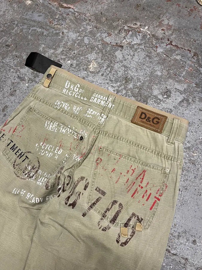 Dolce & Gabbana Military Tag Print Cargo Beige Pants (M) hvONhcn 8