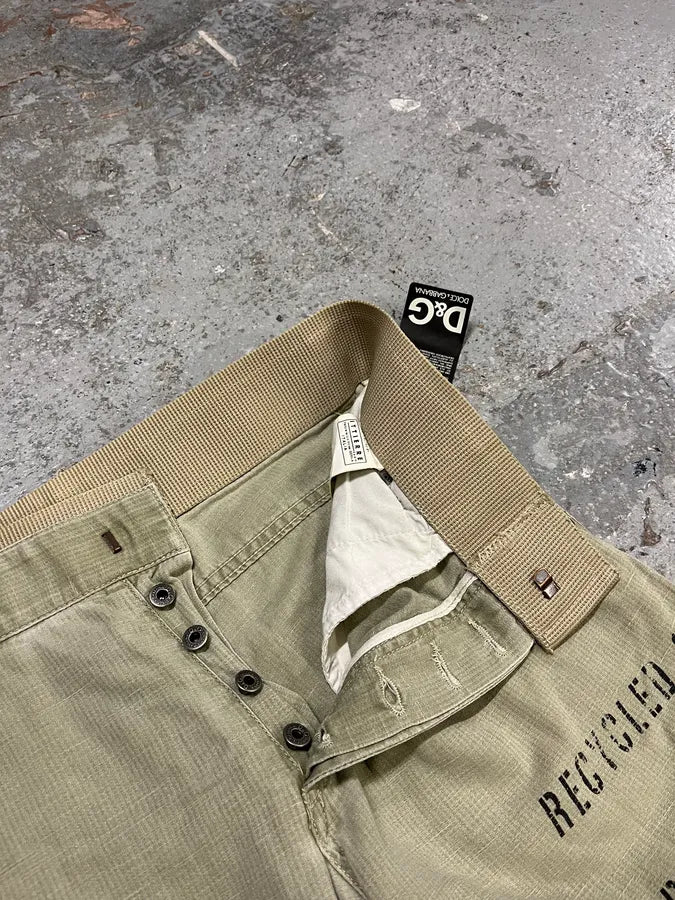 Dolce & Gabbana Military Tag Print Cargo Beige Pants (M) hvONhcn 9