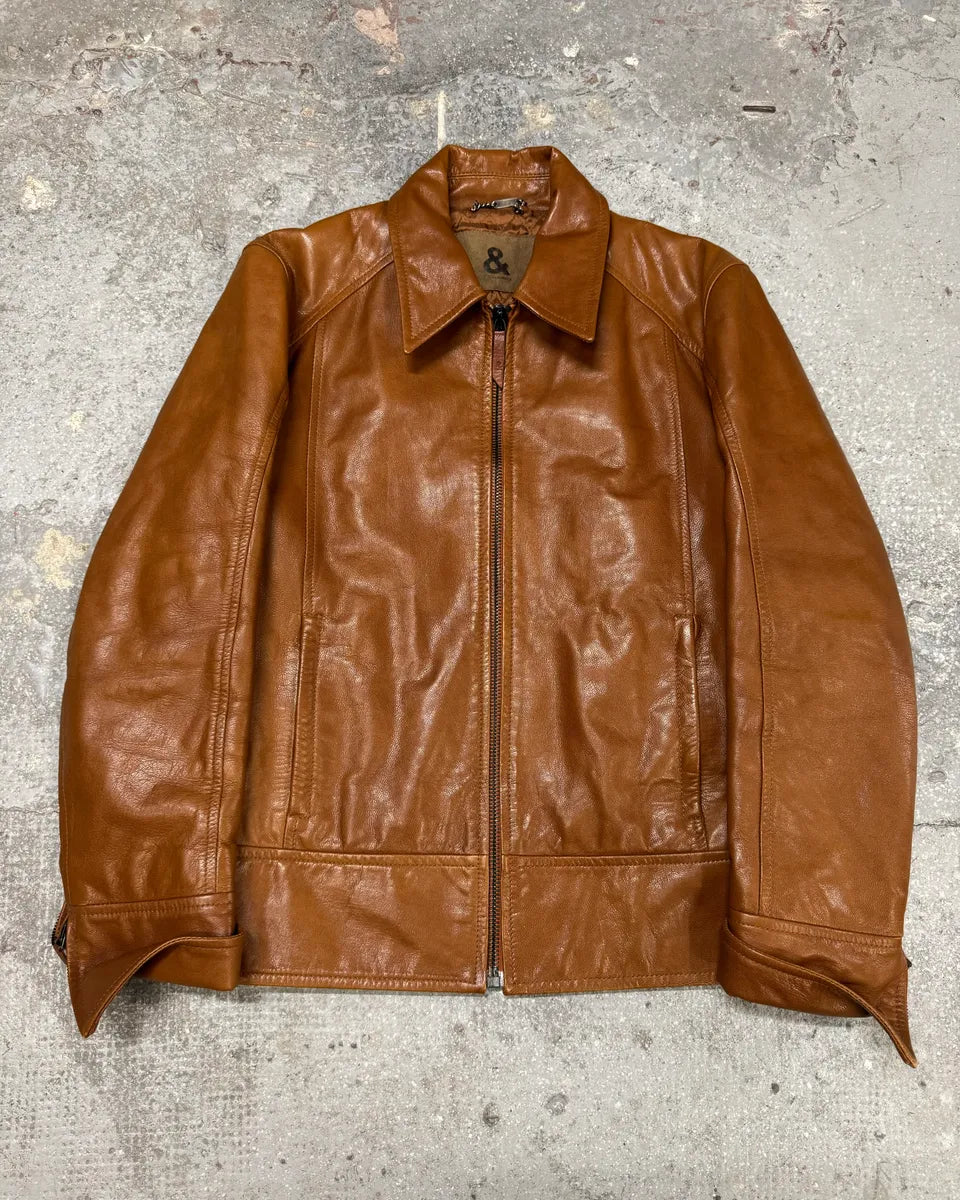 Dolce & Gabbana Minimalist Camel Leather Jacket (S) 0