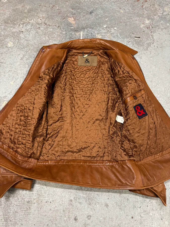 Dolce & Gabbana Minimalist Camel Leather Jacket (S) 1