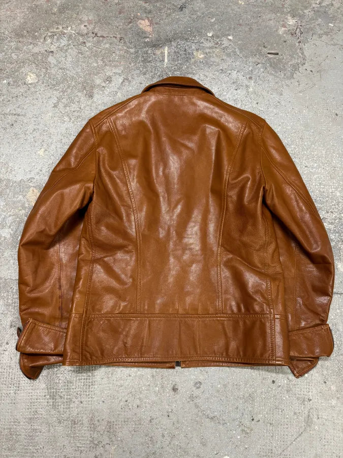 Dolce & Gabbana Minimalist Camel Leather Jacket (S) 2