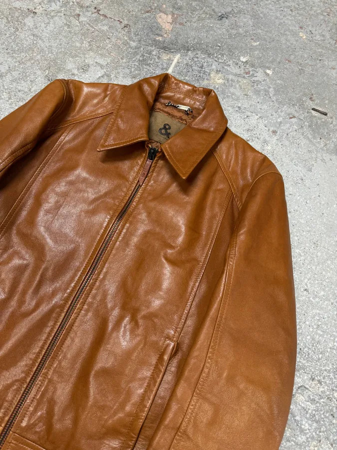 Dolce & Gabbana Minimalist Camel Leather Jacket (S) 3