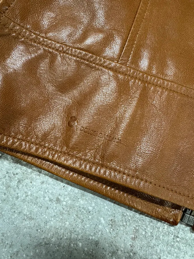 Dolce & Gabbana Minimalist Camel Leather Jacket (S) 4