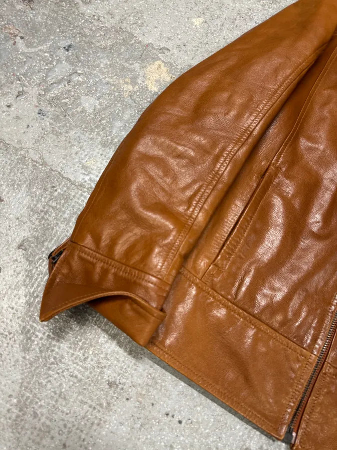 Dolce & Gabbana Minimalist Camel Leather Jacket (S) 5