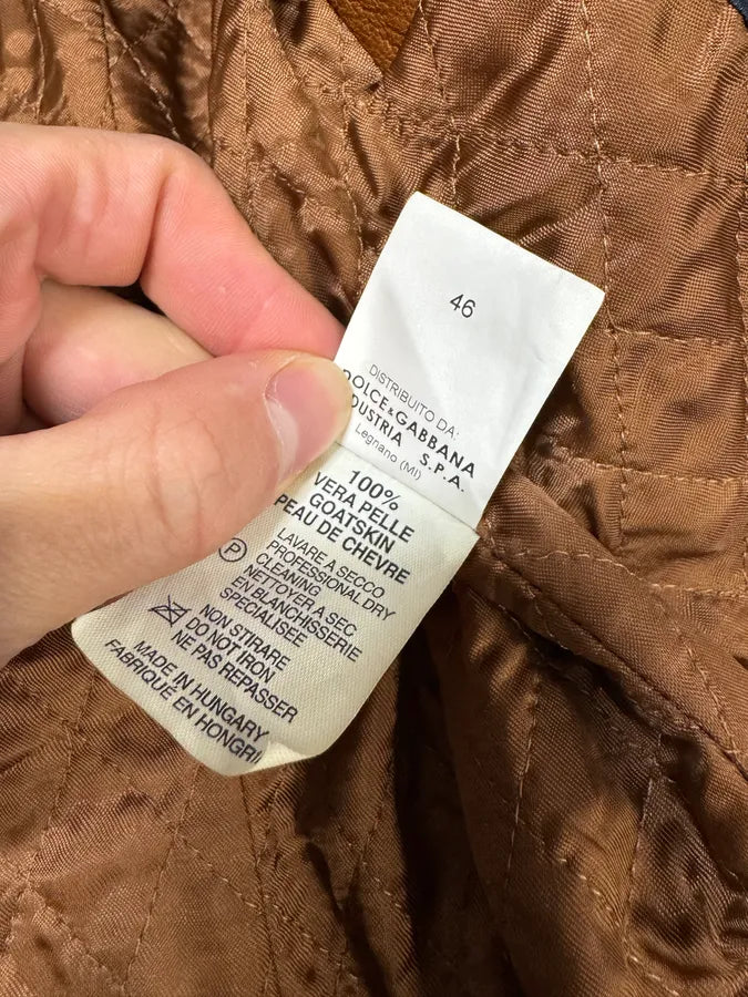 Dolce & Gabbana Minimalist Camel Leather Jacket (S) 6