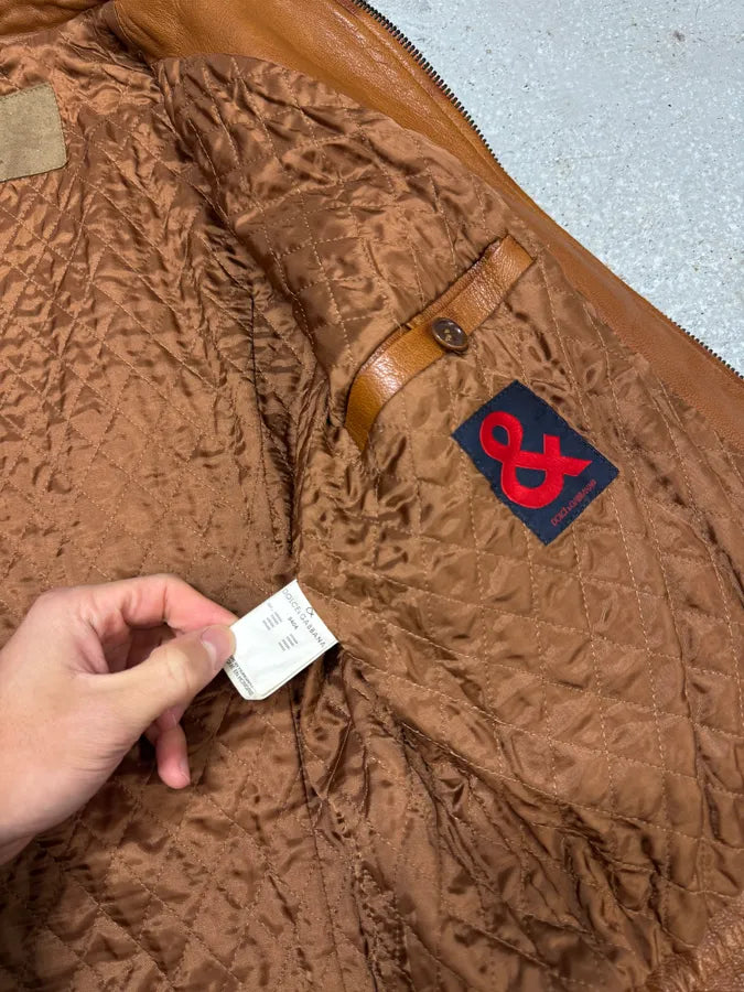 Dolce & Gabbana Minimalist Camel Leather Jacket (S) 7