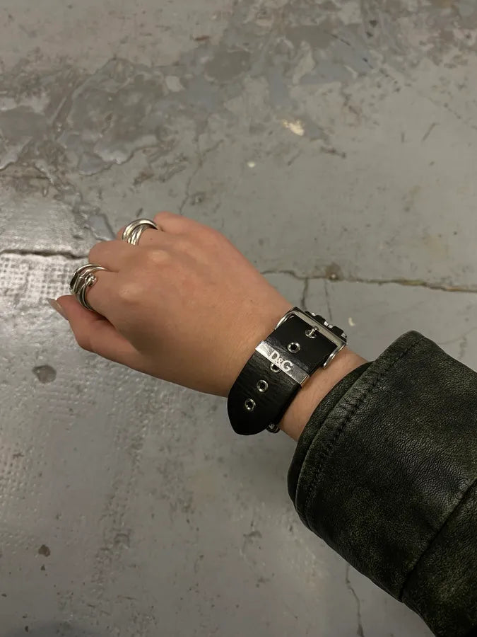 2000s Dolce & Gabbana Chain Leather Bracelet DCKllrt 0