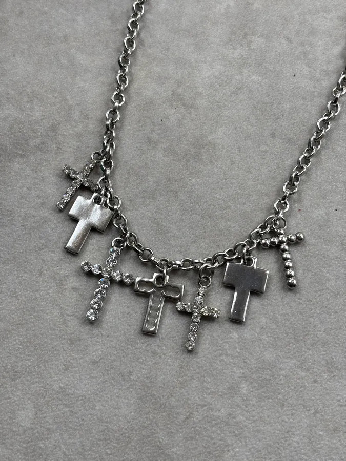 Dolce & Gabbana Multi Cross Silver Pendant Chain Necklace gWfLTnt 2