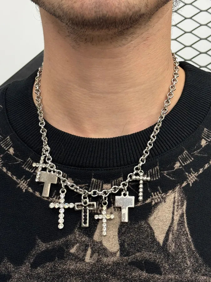 Dolce & Gabbana Multi Cross Silver Pendant Chain Necklace gWfLTnt 1