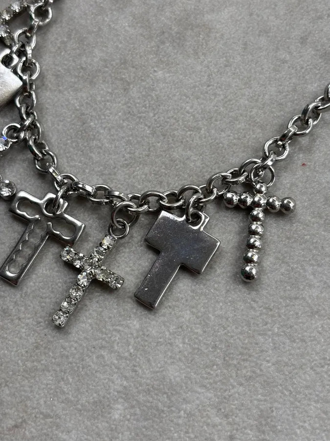 Dolce & Gabbana Multi Cross Silver Pendant Chain Necklace gWfLTnt 3