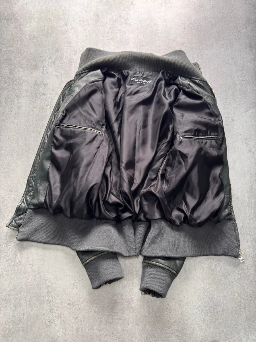 Dolce & Gabbana Multi-Zip Dark Olive Leather Jacket (M) 8