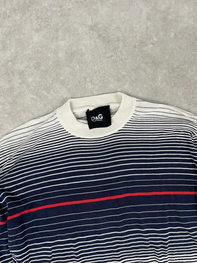 2000s Dolce & Gabbana Navy & White Gradient Striped Sweater kyIJVjB 5