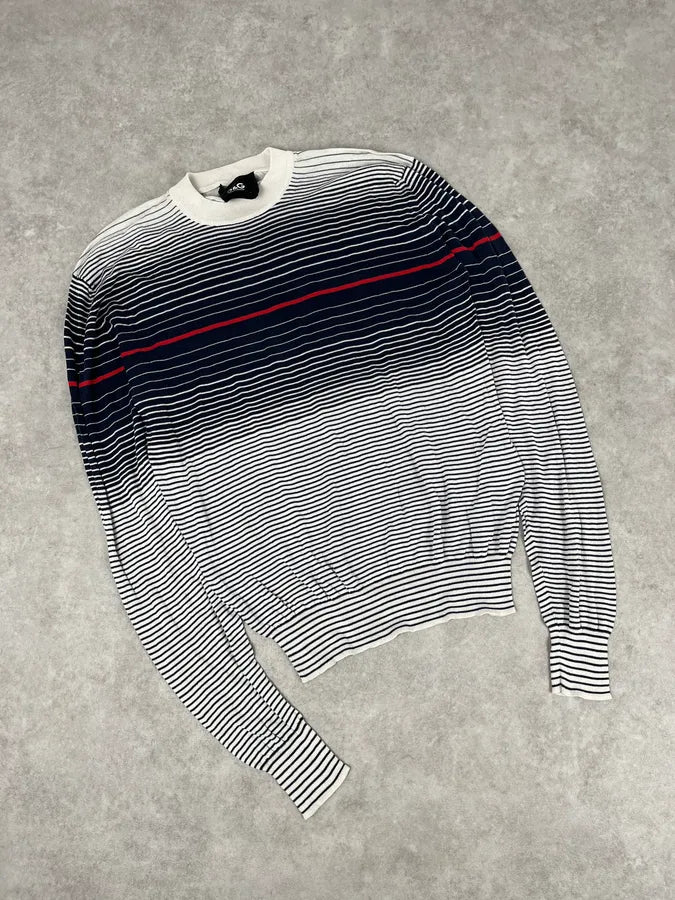 2000s Dolce & Gabbana Navy & White Gradient Striped Sweater kyIJVjB 4