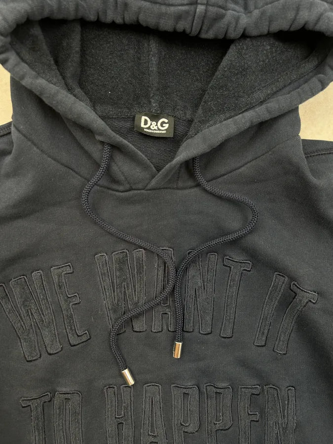 2000s Dolce & Gabbana Navy Blue Mixed Fleece Hoodie TTgaLVr 4
