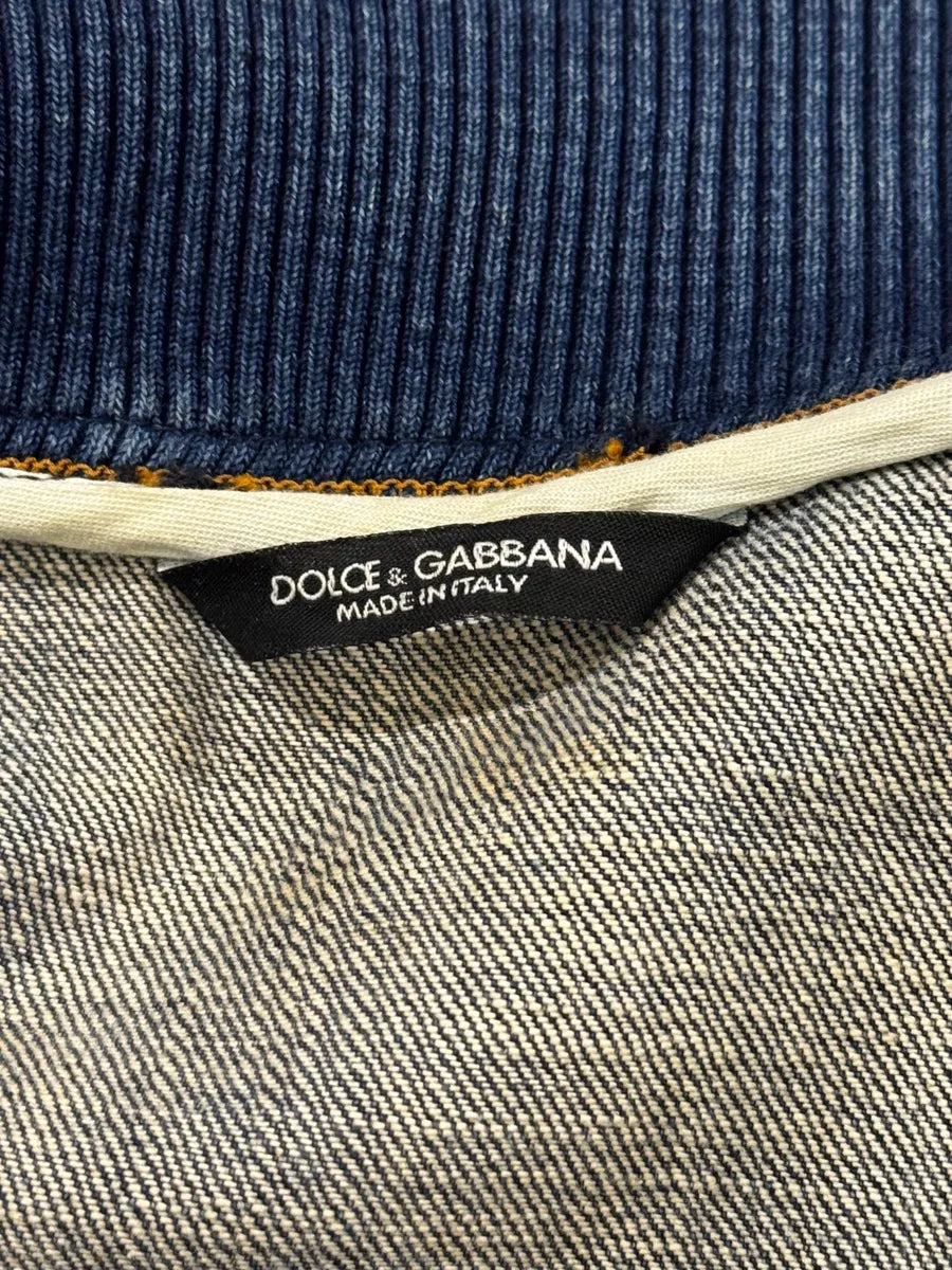 AW2005 Dolce & Gabbana Navy Hybrid Leather & Denim Jacket OEYzZik 15