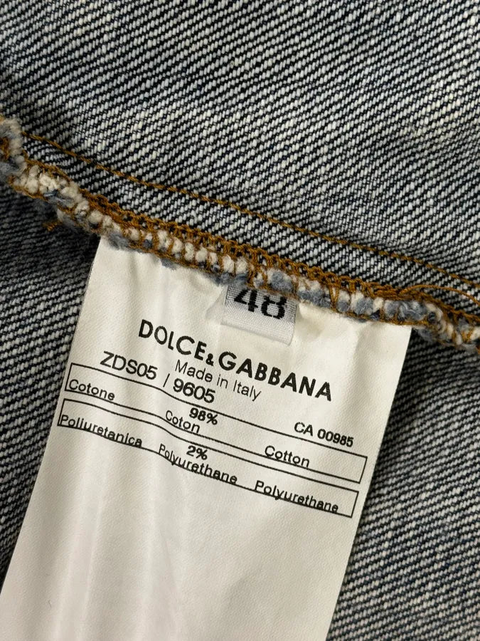 AW2005 Dolce & Gabbana Navy Hybrid Leather & Denim Jacket OEYzZik 16