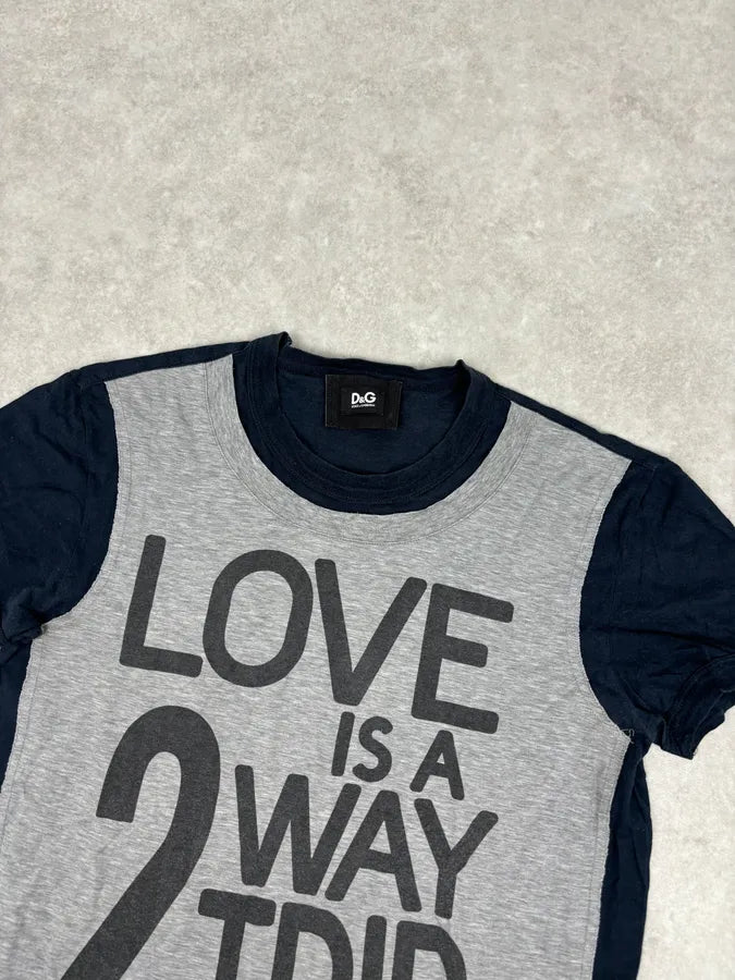 SS2004 Dolce & Gabbana Navy Cotton Contrast Crew Neck T-Shirt maGwksX 3