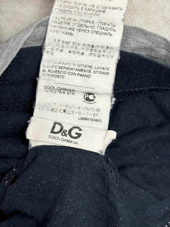 SS2004 Dolce & Gabbana Navy Cotton Contrast Crew Neck T-Shirt maGwksX 11