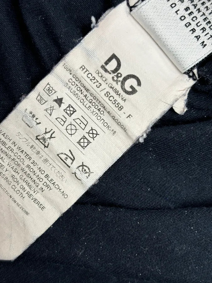 SS2004 Dolce & Gabbana Navy Cotton Contrast Crew Neck T-Shirt maGwksX 10