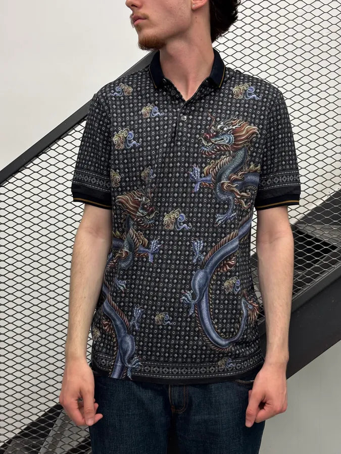 SS2025 Dolce & Gabbana Navy Dragon Embroidered Polo bcWpPUX 1