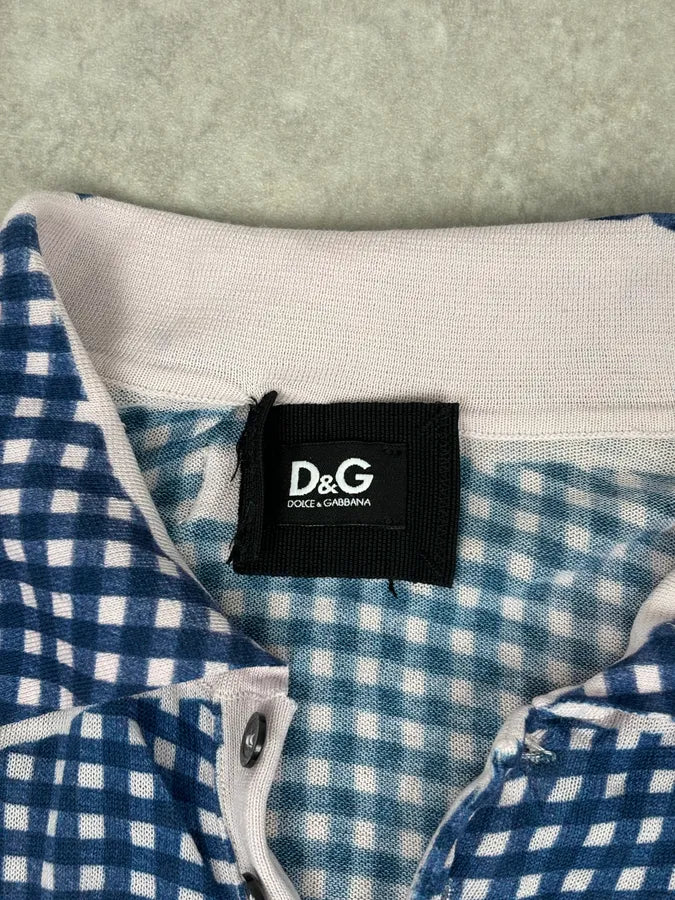 SS2010 Dolce & Gabbana Navy Gingham Polo Sweater ZvOjcHZ 7