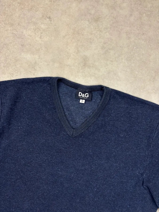 SS1999 Dolce & Gabbana Navy Cotton V-Neck T-Shirt baovCZs 3