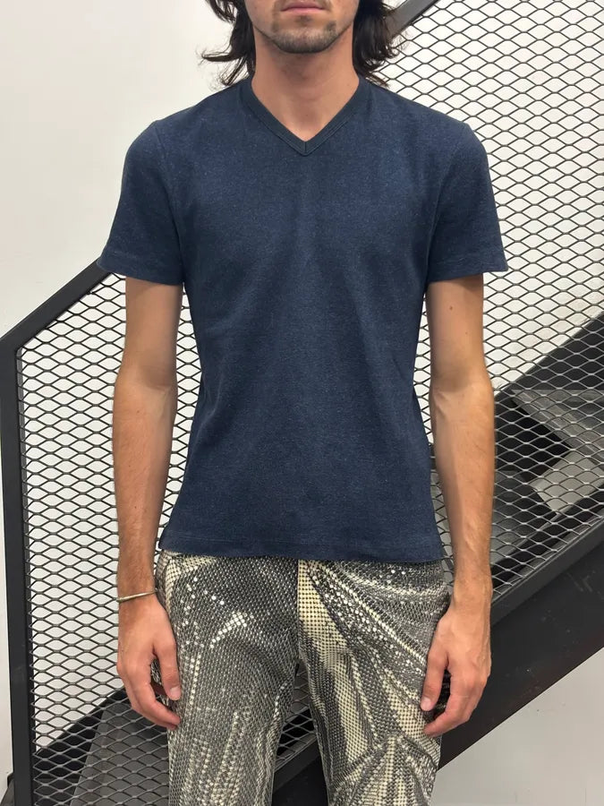 SS1999 Dolce & Gabbana Navy Cotton V-Neck T-Shirt baovCZs 1