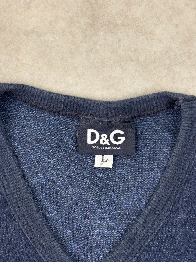 SS1999 Dolce & Gabbana Navy Cotton V-Neck T-Shirt baovCZs 6