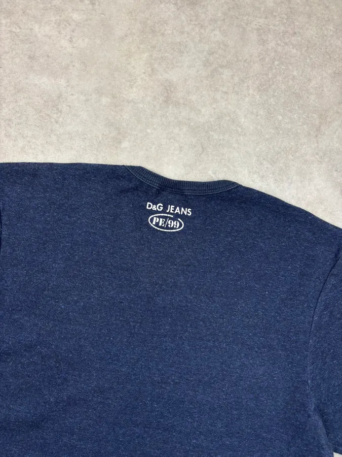 SS1999 Dolce & Gabbana Navy Cotton V-Neck T-Shirt baovCZs 5