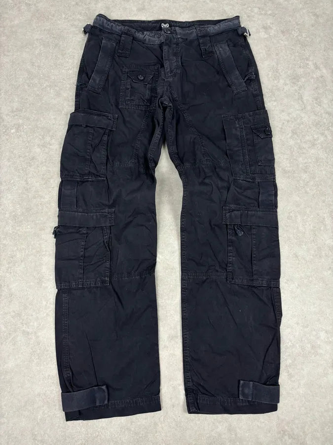 2000s Dolce & Gabbana Navy Multi Pockets Military Cargo Pants BWZwXTC 0