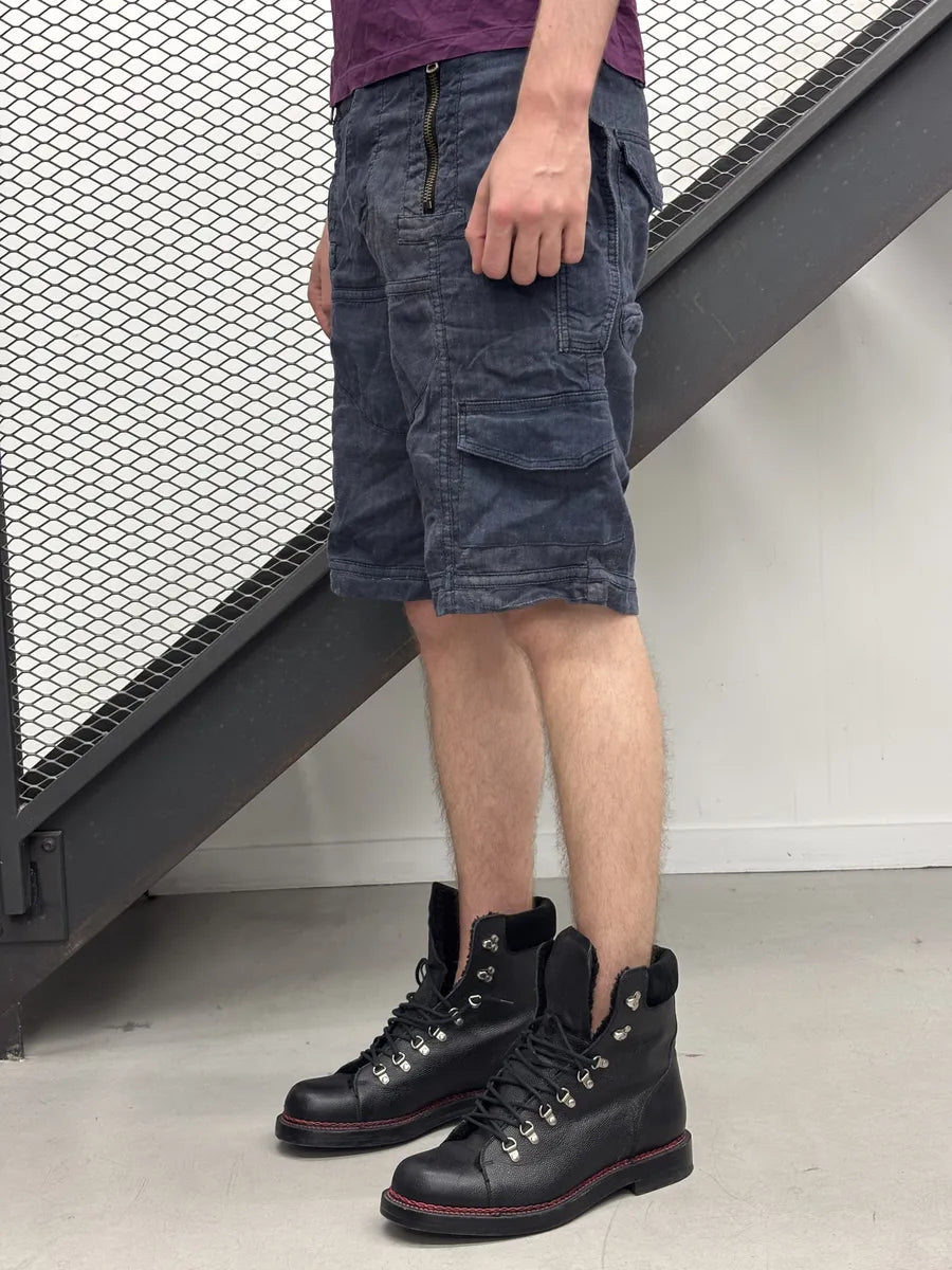 2000s Dolce & Gabbana Navy Denim Multi Zip Cargo Shorts ZnDUOrQ 1