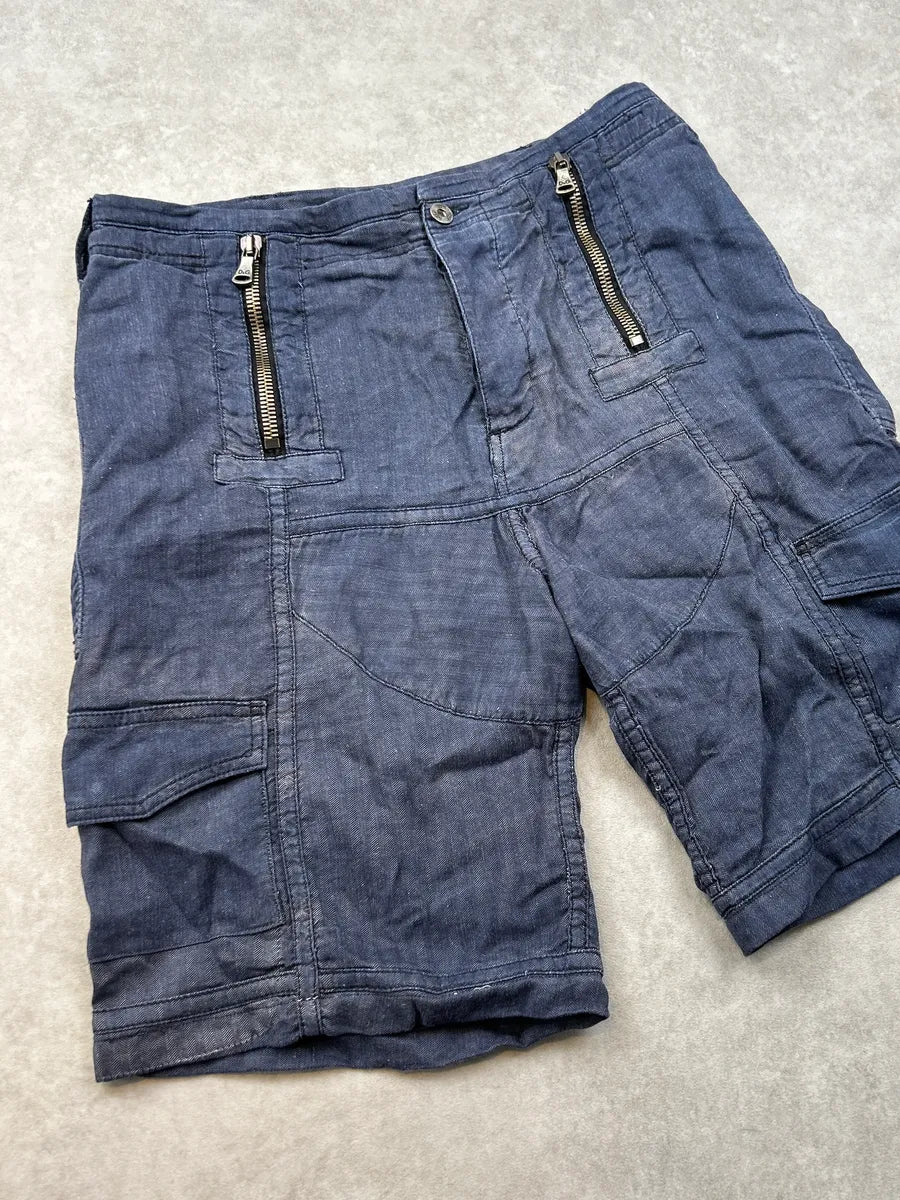 2000s Dolce & Gabbana Navy Denim Multi Zip Cargo Shorts ZnDUOrQ 4