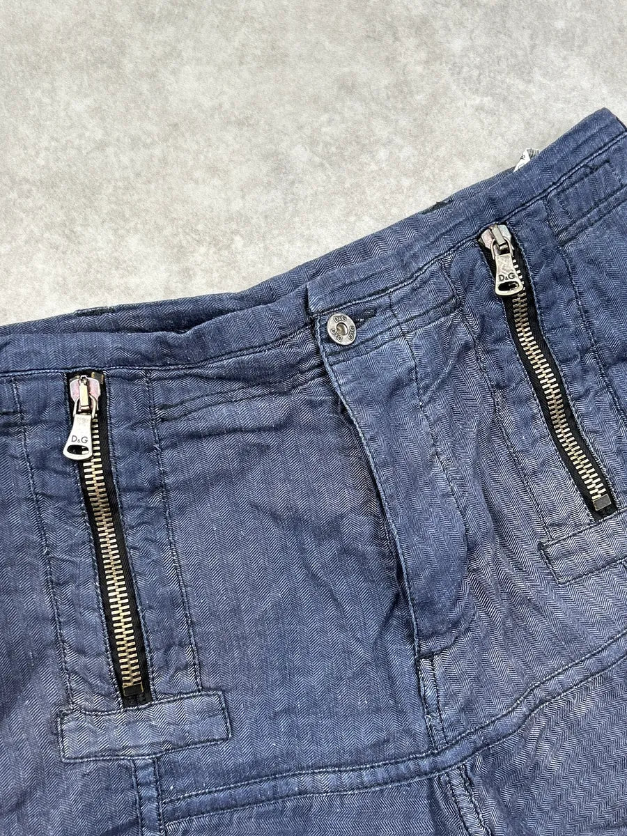 2000s Dolce & Gabbana Navy Denim Multi Zip Cargo Shorts ZnDUOrQ 5