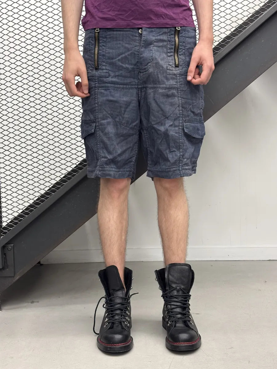2000s Dolce & Gabbana Navy Denim Multi Zip Cargo Shorts ZnDUOrQ 0