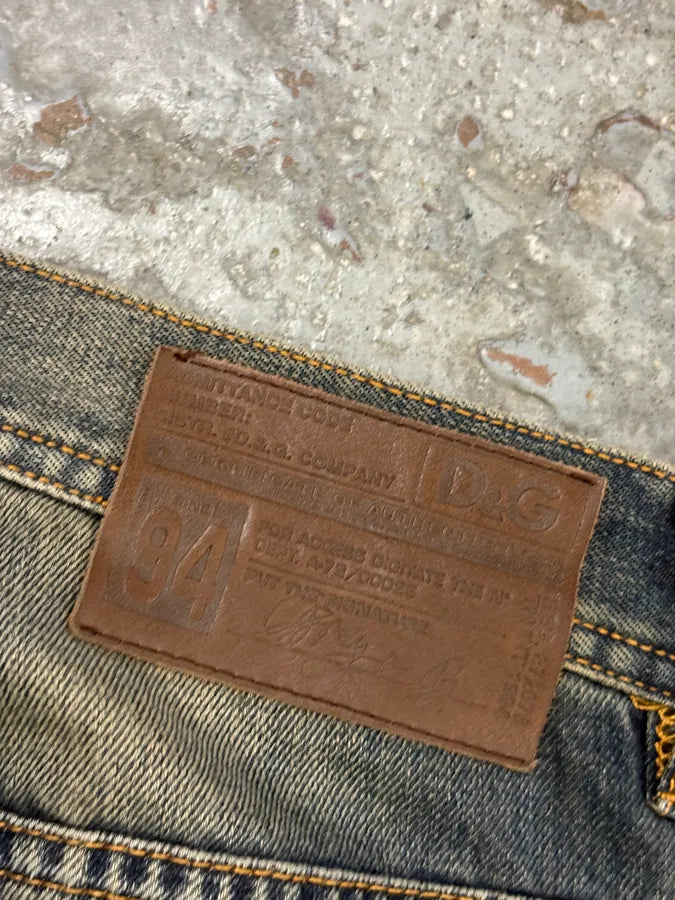 AW2009 Dolce & Gabbana Navy Denim Distressed Faded Fit Jeans yzmRora 8