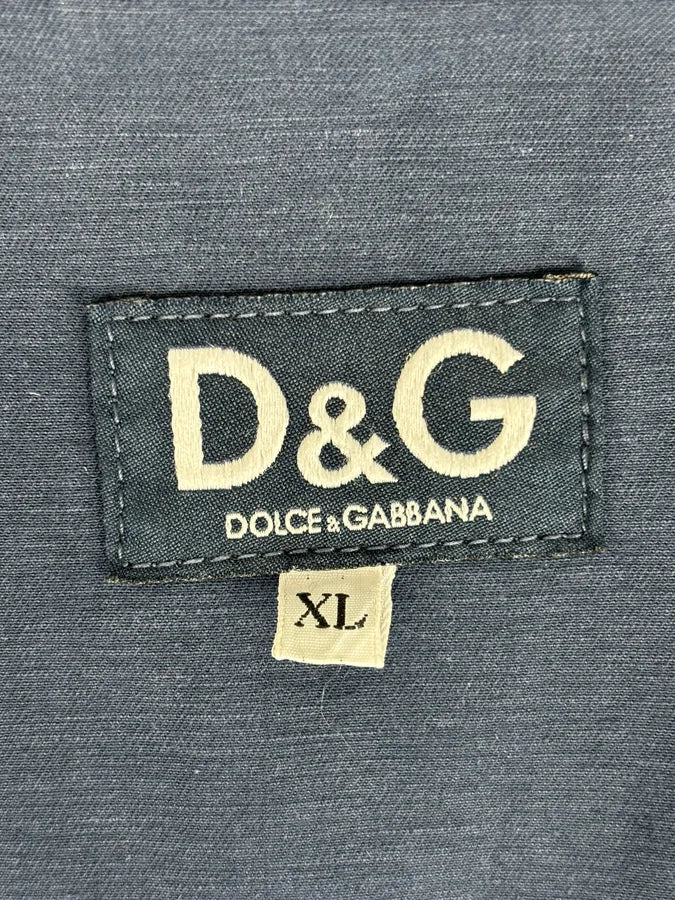 2000s Dolce & Gabbana Navy Workwear Denim Jacket msEVqjP 10