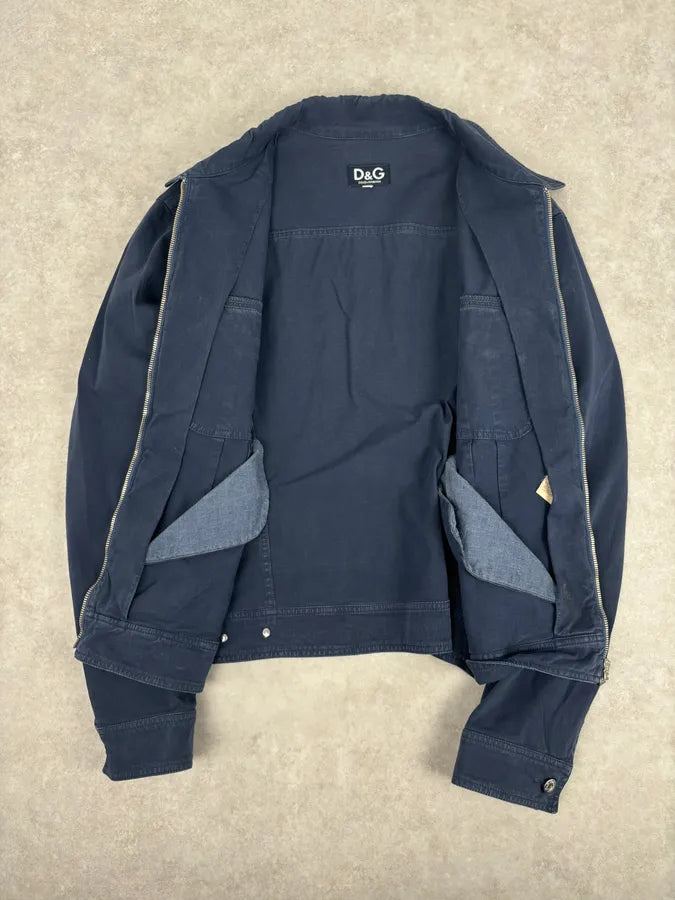 2000s Dolce & Gabbana Navy Workwear Denim Jacket msEVqjP 6