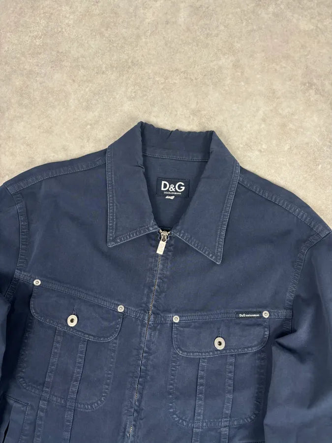 2000s Dolce & Gabbana Navy Workwear Denim Jacket msEVqjP 4