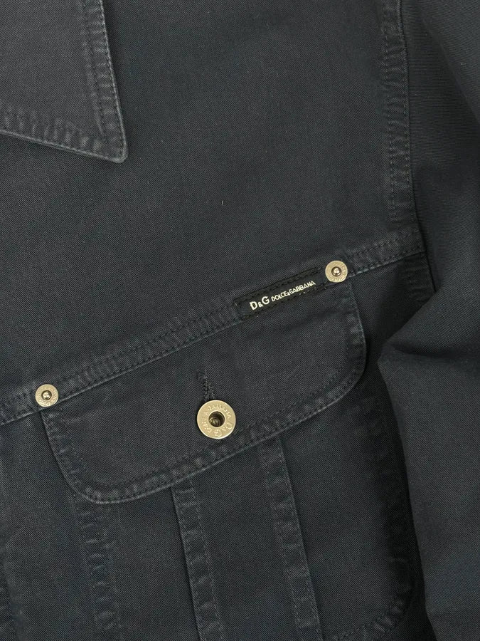 2000s Dolce & Gabbana Navy Workwear Denim Jacket msEVqjP 9