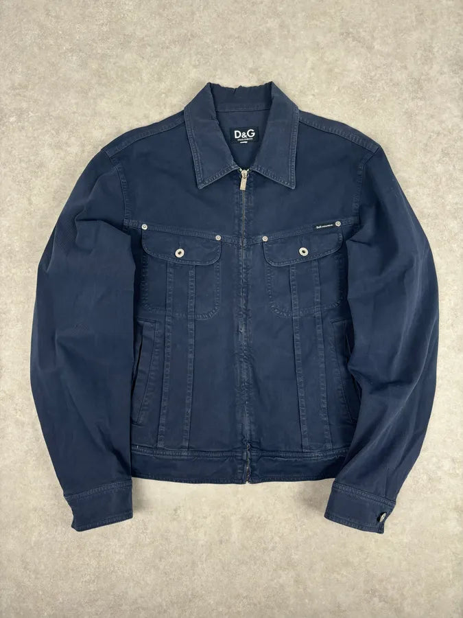 2000s Dolce & Gabbana Navy Workwear Denim Jacket msEVqjP 2