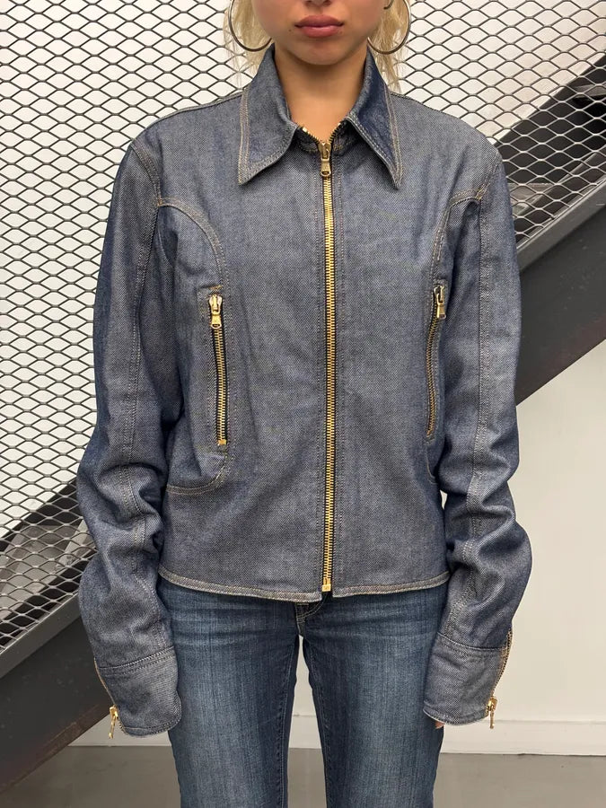 SS1996 Dolce & Gabbana Navy Multi-Pocket Denim Jacket vYfyqrW 1