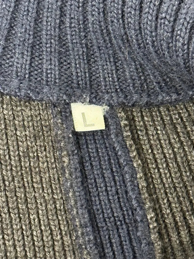 2000s Dolce & Gabbana Navy Grey Lines Turtle Neck Wool Zip-Up hoVqwYY 10