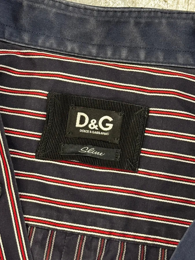 SS2009 Dolce & Gabbana Navy Half Breasted Striped Henley Shirt DfvEhKy 10