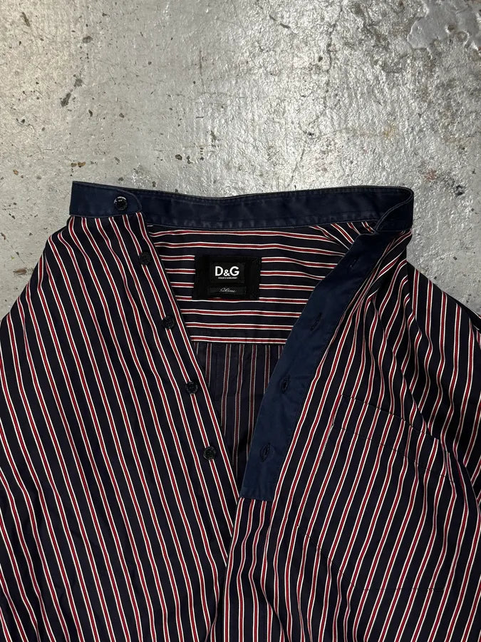 SS2009 Dolce & Gabbana Navy Half Breasted Striped Henley Shirt DfvEhKy 7