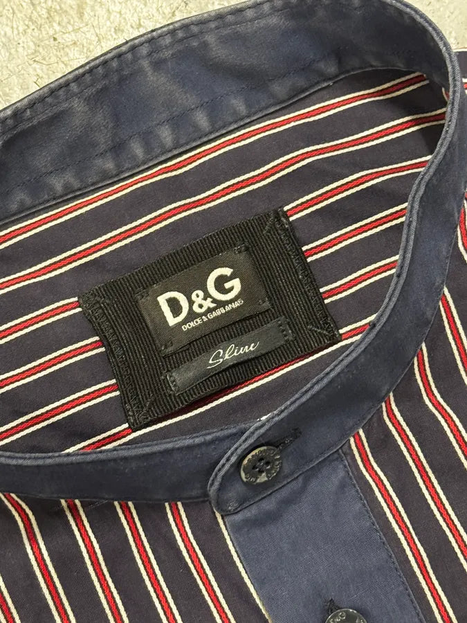 SS2009 Dolce & Gabbana Navy Half Breasted Striped Henley Shirt DfvEhKy 9
