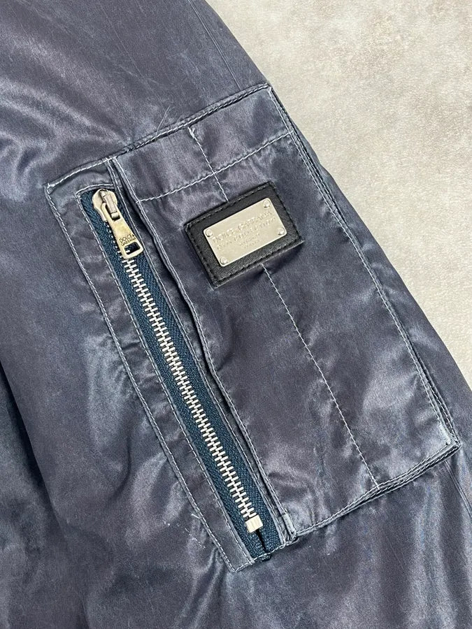 2000s Dolce & Gabbana Navy Nylon Multi-Pocket Bomber Jacket LrkJHIP 9